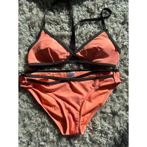 Orange Size S Women's Orange + Gray Triangle Bikini